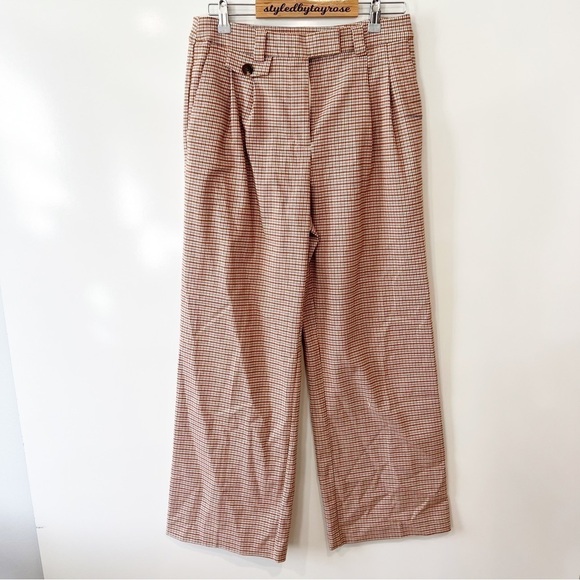 Nordstrom 1. STATE Wide Leg Flare Checker Plaid Pants - Picture 4 of 13